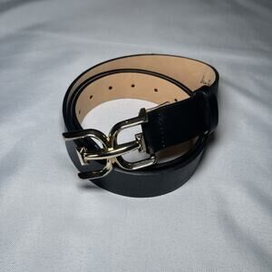 Sam Edelman Women's 1.25" Wide Black Genuine Leather Belt Size XL Logo Buckle